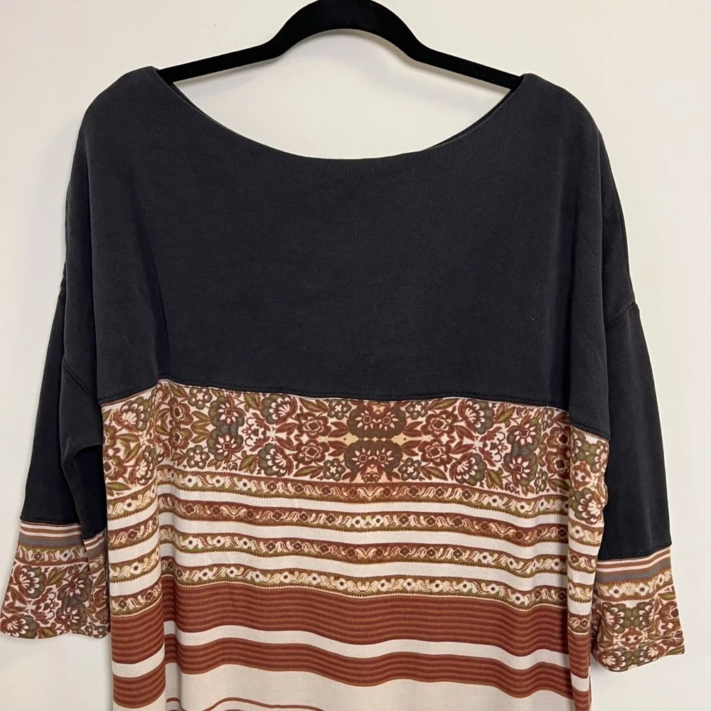 Free People Womens Tunic Dress Boho Bohemian Stripes Print‎ Block Size Medium